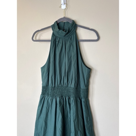 Veronica Beard Kinny Smocked Cotton Blend Midi Dress Size 10 Forest Green - Picture 3 of 8